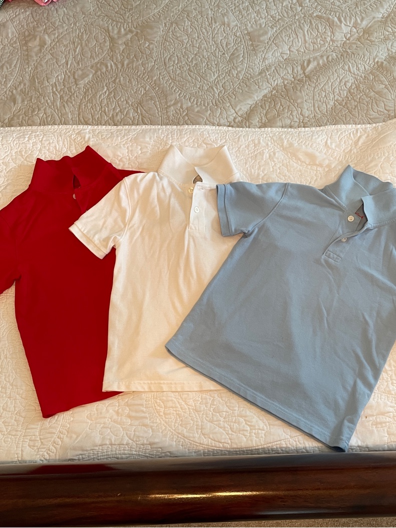 Boys 3-Pack Polo Shirts - Red, White & Light Blue